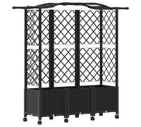 vidaXL Jardinière surélevée avec treillis et toit, noire, 163 x 40 x 144 cm, en PP