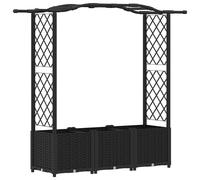 vidaXL Jardinière surélevée avec treillis et toit, noire, 164 x 40 x 138 cm, en PP