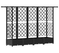 vidaXL Jardinière surélevée avec treillis et toit, noire, 202,5 x 40 x 121 cm, en PP