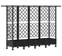 vidaXL Jardinière surélevée avec treillis et toit, noire, 202,5 x 40 x 127 cm, en PP