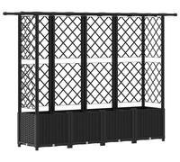 vidaXL Jardinière surélevée avec treillis et toit, noire, 202 x 40 x 136 cm, en PP
