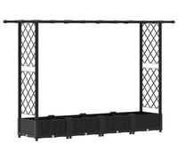 vidaXL Jardinière surélevée avec treillis et toit, noire, 203 x 40 x 121 cm, en PP