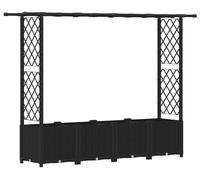 vidaXL Jardinière surélevée avec treillis et toit, noire, 203 x 40 x 136 cm, en PP