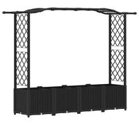 vidaXL Jardinière surélevée avec treillis et toit, noire, 204 x 40 x 138 cm, en PP
