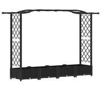 vidaXL Jardinière surélevée avec treillis et toit, noire, 207 x 40 x 123 cm, en PP