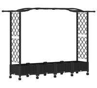 vidaXL Jardinière surélevée avec treillis et toit, noire, 207 x 40 x 129 cm, en polypropylène