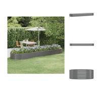vidaXL Jardinière surélevée en acier thermolaqué 396 x 100 x 36 cm Gris - Pots de fleurs et jardinières