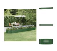 vidaXL Jardinière surélevée en acier thermolaqué 396 x 100 x 36 cm Vert - Pots de fleurs et jardinières