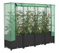 vidaXL Jardinière surélevée Rotin 160 cm Noir