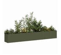 vidaXL Jardinière vert olive 280x40x40 cm acier laminé à froid, pot de fleurs, support de plantes, lit surélevé, support de 860692