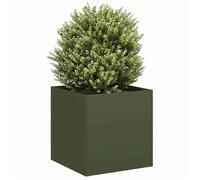 vidaXL Bac à plantes vert olive 40x40x40 cm acier laminé à froid