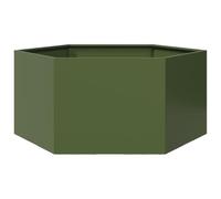 vidaXL Bac à plantes vert olive hexagonal 104x90x45 acier