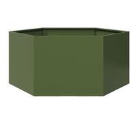 vidaXL Bac à plantes hexagonal en acier 104x90x45 cm vert olive