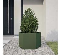 vidaXL Bac à plantes hexagonal 69x60x45 cm acier vert olive