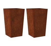 vidaXL Bac à plantes 2 pcs 45x45x75 cm acier résistant aux intempéries Marron G