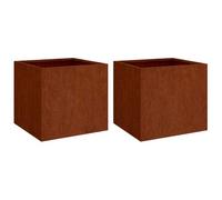 vidaXL Jardinières 2 pcs, Bacs à Fleurs, Lits Surélevés, Pots de Plantes, Décorations de Jardin Patio Terrasse Extérieur, Rouillé 32x30x29 cm Acier Corten