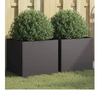 vidaXL Bacs à plantes surélevés 2 pièces Acier 42x40x39 cm Noir