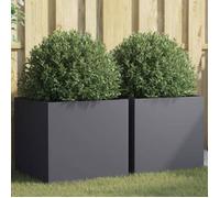 vidaXL Bac à plantes 2 pcs Anthracite 49x47x46 cm Acier