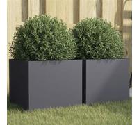 vidaXL Jardinières 2 pcs, Bacs à Fleurs, Pots de Plantes, Boîtes à Fleurs, Jardinières Surélevées de Jardin Terrasse, 841540 Gris G