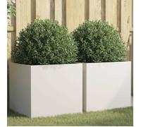 vidaXL Bac à plantes 2 pcs. Blanc 49x47x46 cm Acier