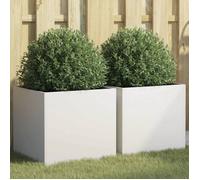 vidaXL Jardinières 2 pcs, Bacs à Fleurs, Pots de Plantes, Boîtes à Fleurs, Jardinières Surélevées de Jardin Terrasse, Blanc 841550