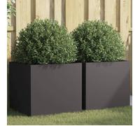 vidaXL Jardinières 2 pcs, Bacs à Fleurs, Pots de Plantes, Boîtes à Fleurs, Jardinières Surélevées de Jardin Terrasse, Noir 841560