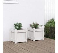vidaXL Jardinières 2 pièces (837397) Bois de pin massif Blanc - Lits surélevés
