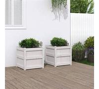 vidaXL Bac à plantes 2 pcs. Blanc Pin massif