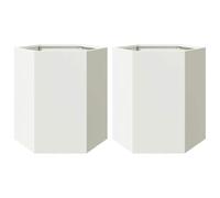 Jardinières 2 pcs blanc hexagone 46x40x45 cm acier, jardinière de fleurs, jardinière de patio, jardinière de jardin, 851111