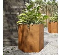 Jardinières 2 pcs hexagone 46x40x45 cm acier résistant aux intempéries, jardinière de fleurs, jardinière de patio, 851121