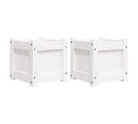 vidaXL Jardinières 2 pcs, Lits Surélevé, Bacs à Fleurs, Pots de Plantes, Boîtes à Fleurs Jardin Patio Terrasse, Blanc Bois de Pin Massif