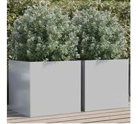 vidaXL Bac à plantes 2 pcs Argenté 49x47x46 cm Acier galvanisé