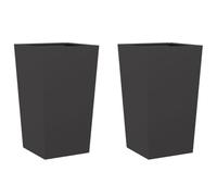 vidaXL Bac à plantes 2 pcs. noir 45x45x75 cm acier