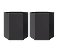 vidaXL Pots de jardin 2 pièces noir hexagonal 46x40x45 acier