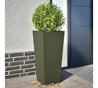 vidaXL Bac à plantes 2 pcs. Vert olive 35x35x75 cm Acier