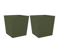 vidaXL Bac à plantes 2 pcs. Vert olive 50x50x50 Acier