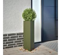 Jardinières 2 pcs vert olive triangulaire 30x26x75 cm acier, jardinière d'extérieur, boîte à fleurs, boîte de jardin, 851150