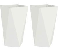 vidaXL Jardinières, 2 pièces, blanches, 40 x 40 x 75 cm, en acier