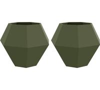 vidaXL Jardinières, 2 pièces, vert olive, 100 x 100 x 80 cm, acier