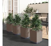 vidaXL Bac à plantes 4 pcs. Marron 30x30x37 cm Polypropylène