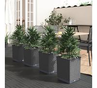 vidaXL Jardinières 4 pcs noir 30x30x37 cm PP