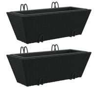 vidaXL Jardinière avec crochets 2 pcs. noir Poly rotin