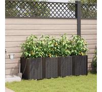 Jardinière de jardin vidaXL, lot de 4, marron, 160 x 40 x 52 cm, en plastique