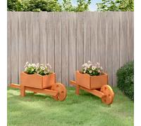 vidaXL Jardinières brouette 47x15x19 cm bois de sapin
