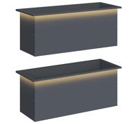 vidaXL Jardinières de jardin avec éclairage LED, lot de 2, anthracite, 40 x 100 x 40 cm