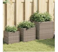 vidaXL Bac à plantes 3 pcs. Gris Poly Rattan