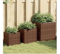 vidaXL Bac à plantes 3 pcs. Marron Poly Rattan