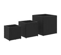 vidaXL Bac à plantes 3 pièces - poly rotin noir