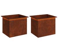 vidaXL Jardinières d'extérieur avec éclairage LED, lot de 2, aspect rouille, 50 x 60 x 48 cm