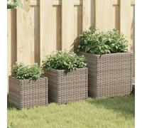 vidaXL Bac à plantes 3 pcs. Gris Poly Rattan